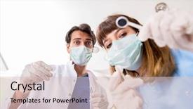  Presentation with modern medicine cardiology concept mixed - Colorful slides enhanced with odontology - concept of treating teeth backdrop and a lemonade colored foreground