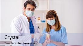  Presentation with odontology teeth mode - Presentation theme having odontology - concept of treating teeth background and a light blue colored foreground