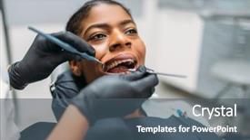  Presentation with work in clinic dental surgery - Theme enhanced with odontology - dentist examines the teeth dental background and a ocean colored foreground