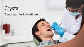  Presentation with odontology - PPT layouts featuring odontology - female dentist examining a male background and a white colored foreground