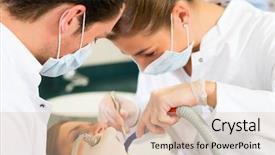  Presentation with dental assistant - Audience pleasing presentation theme consisting of odontology - female patient with dentist backdrop and a  colored foreground