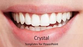  Presentation with college education happy smiling - Presentation theme enhanced with odontology - happy smiling female mouth background and a coral colored foreground