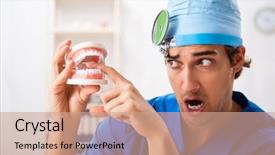  Presentation with odontology - PPT layouts enhanced with odontology - mad doctor working background and a coral colored foreground