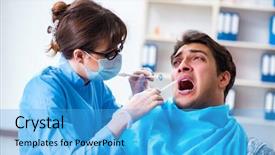  Presentation with odontology - Presentation theme consisting of odontology - patient afraid of dentist background and a light blue colored foreground