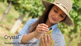  Presentation with bunch - Audience pleasing slide deck consisting of odor control - woman with bunch of grapes backdrop and a  colored foreground