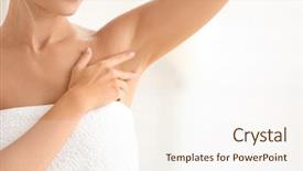  Presentation with weight loss woman showing - Beautiful theme featuring odor - beautiful young woman after shower backdrop and a cream colored foreground