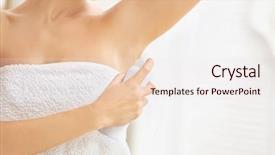  Presentation with odor - Theme with odor - beautiful young woman with deodorant background and a sky blue colored foreground