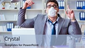  Presentation with bad teachers - Slide set having businessman sweating excessively smelling bad background and a light blue colored foreground