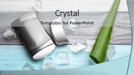  Presentation with frozen ice cold fish - PPT theme enhanced with product concept - deodorant for men aloe leaf background and a white colored foreground