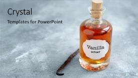  Presentation with collagen extract - Beautiful theme featuring odour - bottle with aromatic extract backdrop and a light blue colored foreground