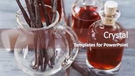  Presentation with vanilla - PPT theme consisting of odour - bottles with aromatic extract background and a tawny brown colored foreground