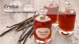  Presentation with vanilla - Slides enhanced with odour - bottles with aromatic extract background and a soft green colored foreground