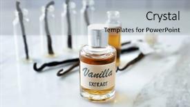  Presentation with vanilla - Slides enhanced with odour - glass bottle with vanilla extract background and a light gray colored foreground