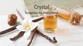  Presentation with milk bottle and milk glass - PPT theme enhanced with odour - glass bottles with vanilla extract background and a mint green colored foreground