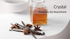  Presentation with vanilla - PPT theme having odour - glass jar with vanilla extract background and a  colored foreground