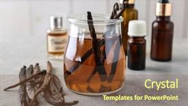  Presentation with vanilla - Slides having odour - glass jar with vanilla extract background and a tawny brown colored foreground
