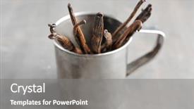  Presentation with vanilla - PPT layouts with odour - metal cup with dried vanilla background and a gray colored foreground