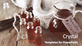  Presentation with collagen extract - PPT layouts consisting of odour - small bottles and jug background and a tawny brown colored foreground