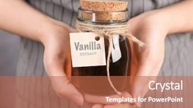  Presentation with vanilla - Theme enhanced with odour - woman holding glass jar background and a red colored foreground