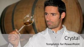  Presentation with wine tasting - Cool new presentation theme with enology - man tasting wine backdrop and a light gray colored foreground