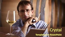  Presentation with wine tasting - Amazing presentation theme having smiling winemaker in cellar looking backdrop and a tawny brown colored foreground