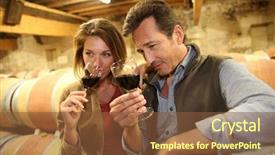  Presentation with wine tasting - Slide deck enhanced with oenologists in wine cellar tasting red wine background and a tawny brown colored foreground