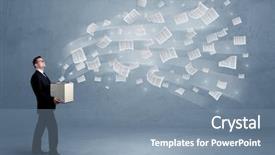  Presentation with human being - Slide deck consisting of of cardboard box being background and a seafoam green colored foreground