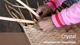  Presentation with weaving - Presentation design enhanced with of dried water hyacinth background and a coral colored foreground