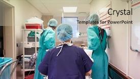  Presentation with agenda for team outing - Cool new theme with of hospital operating theatre backdrop and a soft green colored foreground