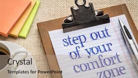  Presentation with sticky notes - PPT layouts featuring of your comfort zone background and a coral colored foreground