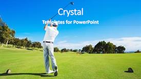  Presentation with golf player playing - Beautiful presentation featuring off man hitting golf ball backdrop and a teal colored foreground