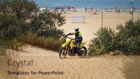  Presentation with motocross - PPT theme with off-road-motorcycle-enduro-motocross background and a coral colored foreground