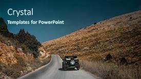  Presentation with driving road - Presentation featuring off-road-vehicle-on-mountainous background and a ocean colored foreground