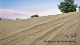  Presentation with tracks - Slide deck featuring off road vehicle tracks on sand dune - north sand hills only place in colorado to legally ride on sand dunes background and a coral colored foreground