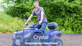  Presentation with road bike - Audience pleasing PPT theme consisting of driving off-road with quad backdrop and a teal colored foreground