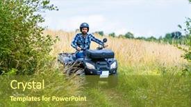  Presentation with atv - Audience pleasing slide deck consisting of driving off-road with quad backdrop and a gold colored foreground