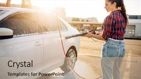  Presentation with car wash - Theme having off the foam from car background and a  colored foreground