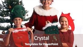  Presentation with elves - Colorful slides enhanced with off their hand crafted christmas backdrop and a tawny brown colored foreground