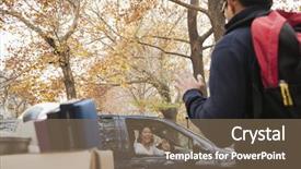  Presentation with college - Theme having family dropping off their son background and a coral colored foreground