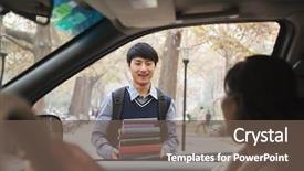  Presentation with college - Slide deck enhanced with off their son at college background and a tawny brown colored foreground