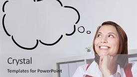  Presentation with thought - PPT layouts enhanced with offce with thought bubble background and a light gray colored foreground