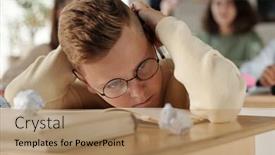  Presentation with upset - Presentation theme with offended-and-upset-schoolboy-bending background and a coral colored foreground