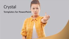  Presentation with angry people - Audience pleasing slide set consisting of offense - offensive gesture and people concept backdrop and a light gray colored foreground