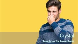  Presentation with isolated paw prints over white - Slide deck enhanced with offense - young handsome man over isolated background and a ocean colored foreground