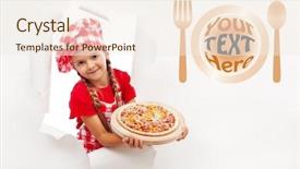  Presentation with pizza - Presentation theme having offering you a fresh pizza background and a cream colored foreground