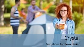  Presentation with curly fern sun - Slide set with offers a glass of beer background and a  colored foreground