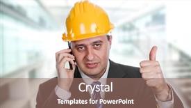  Presentation with engineering engineer or safety officer - Slide set featuring officce - engineer with yellow hat background and a  colored foreground