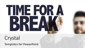  Presentation with once upon a time text - Cool new slide deck with lunch sign office - business man pointing the text backdrop and a white colored foreground