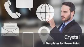  Presentation with abstract digital business interface - Audience pleasing slides consisting of lunch sign office - digital composite of businessman using backdrop and a  colored foreground