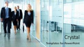  Presentation with walking - Colorful slides enhanced with office - several businesspeople walking backdrop and a light blue colored foreground